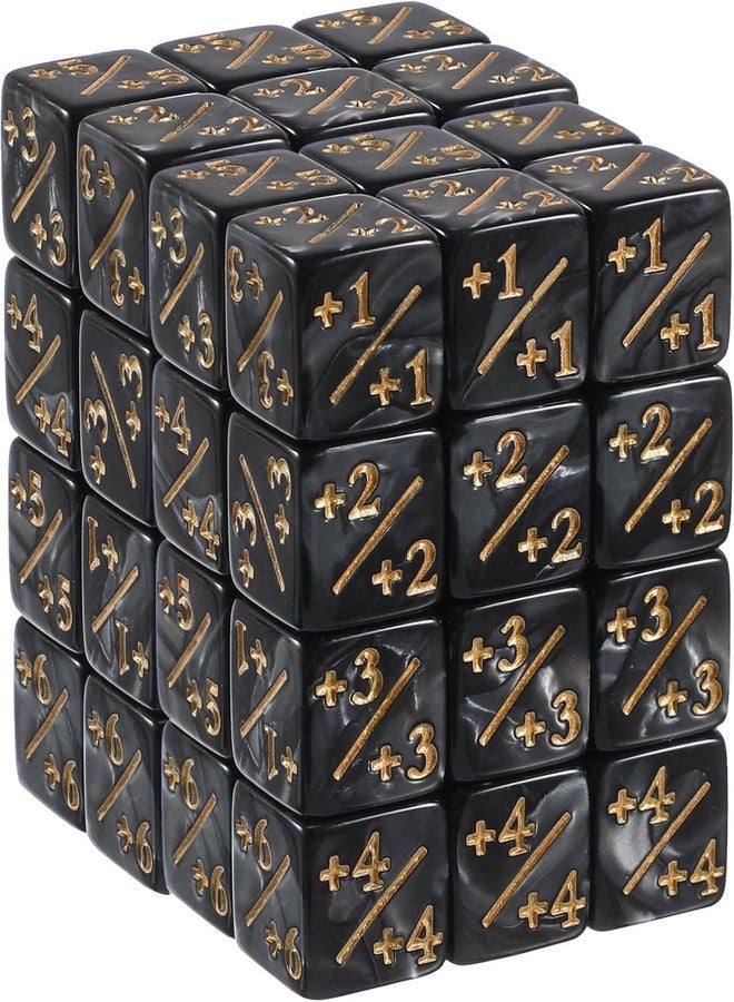 TOPPERFUN 48Pcs 1/+1 Token Dice Counter, 0.63in D6 Plus and Minus Dice Set, Acrylic Board Game Accessory, Compatible with MTG Counter, CCG, Card Games, Black - Image 1